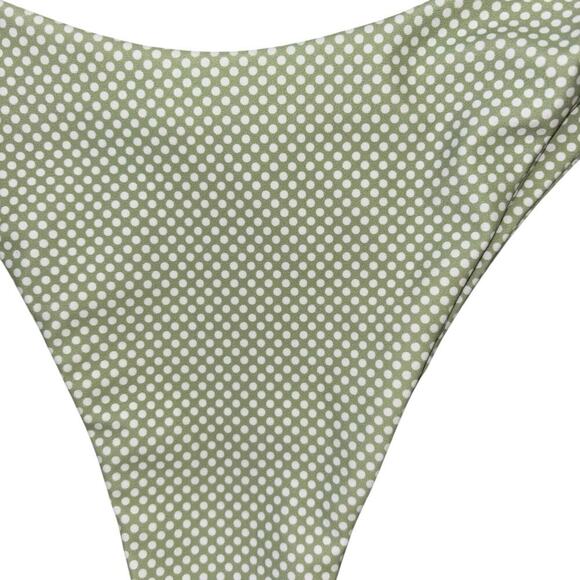 Green White Polka Dot Micro Bikini Women’s S Swim Beach Vacation Cheeky Thong - Picture 5 of 13